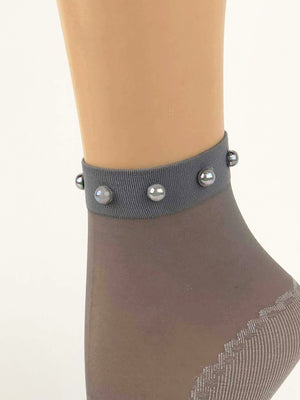 Simple Grey Pearls Sheer Socks - Global Trendz Fashion®