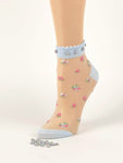 Classy Pearled Baby Blue Sheer Socks - Global Trendz Fashion®