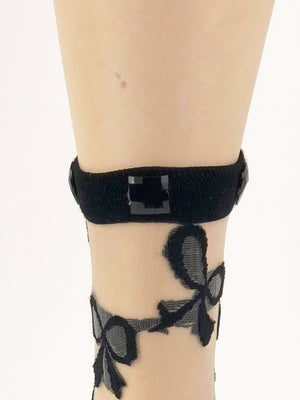 Stunning Black Ribbons Sheer Socks - Global Trendz Fashion®
