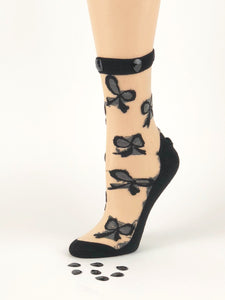 Stunning Black Ribbons Sheer Socks - Global Trendz Fashion®