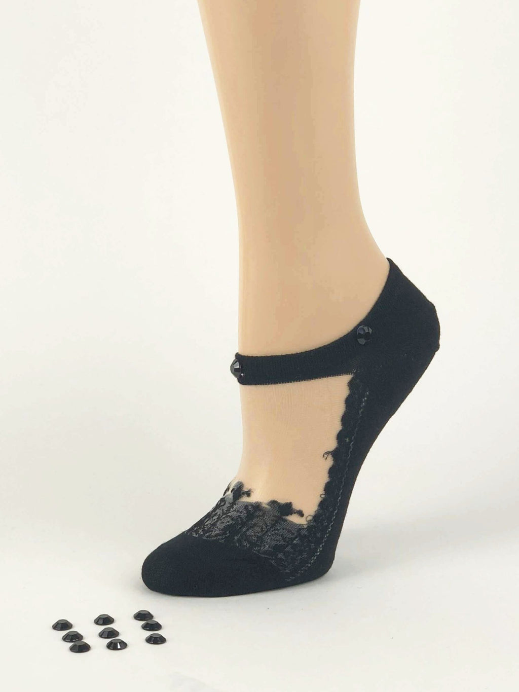 Black Pearled Ankle Sheer Socks - Global Trendz Fashion®