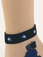 Dazzling Sea Blue Flowers Sheer Socks - Global Trendz Fashion®
