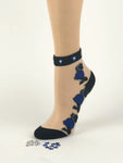 Dazzling Sea Blue Flowers Sheer Socks - Global Trendz Fashion®