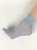 Geogrous Sky Blue Circle Patterned Sheer Socks - Global Trendz Fashion®