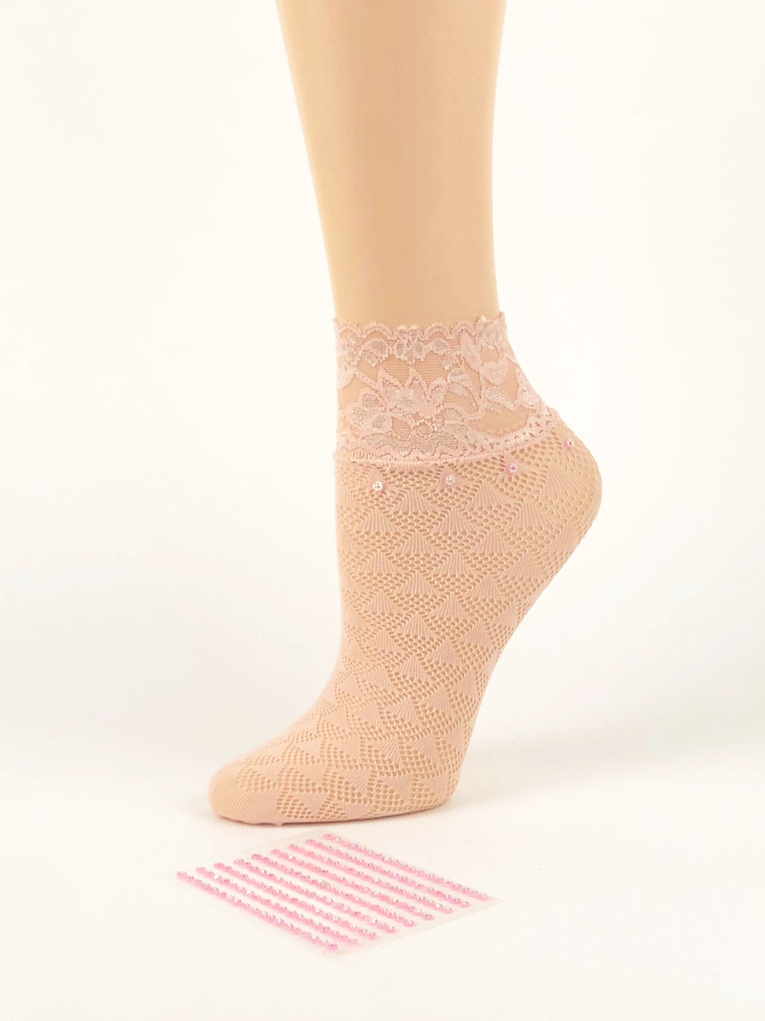 Gorgeous Baby Pink Patterned Sheer Socks - Global Trendz Fashion®