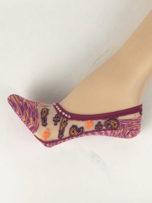 Pink/Orange Patterned Ankle Sheer Socks - Global Trendz Fashion®