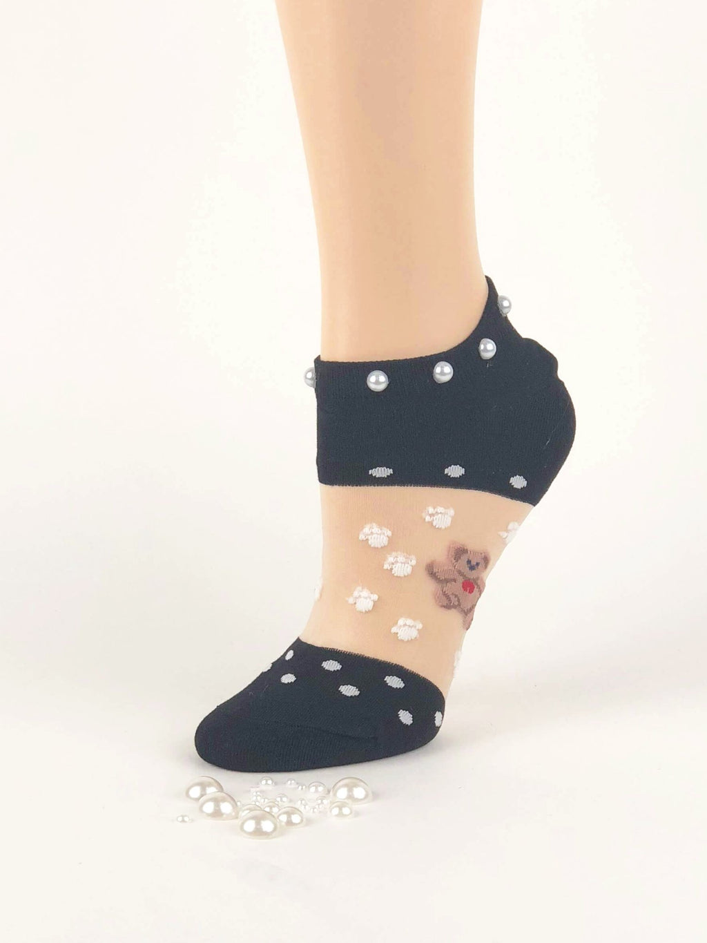Adorable Pearled Bears Sheer Socks - Global Trendz Fashion®