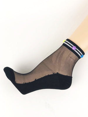 Simple Black Stripped Sheer Socks - Global Trendz Fashion®