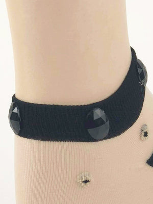 Pearled Black Patterned Sheer Socks - Global Trendz Fashion®