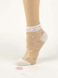 Elegant White Pearls Sheer Socks - Global Trendz Fashion®