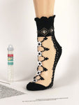 Elegant Black Flower Sheer Socks - Global Trendz Fashion®