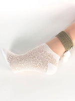 Stylish White Patterned Sheer Socks - Global Trendz Fashion®