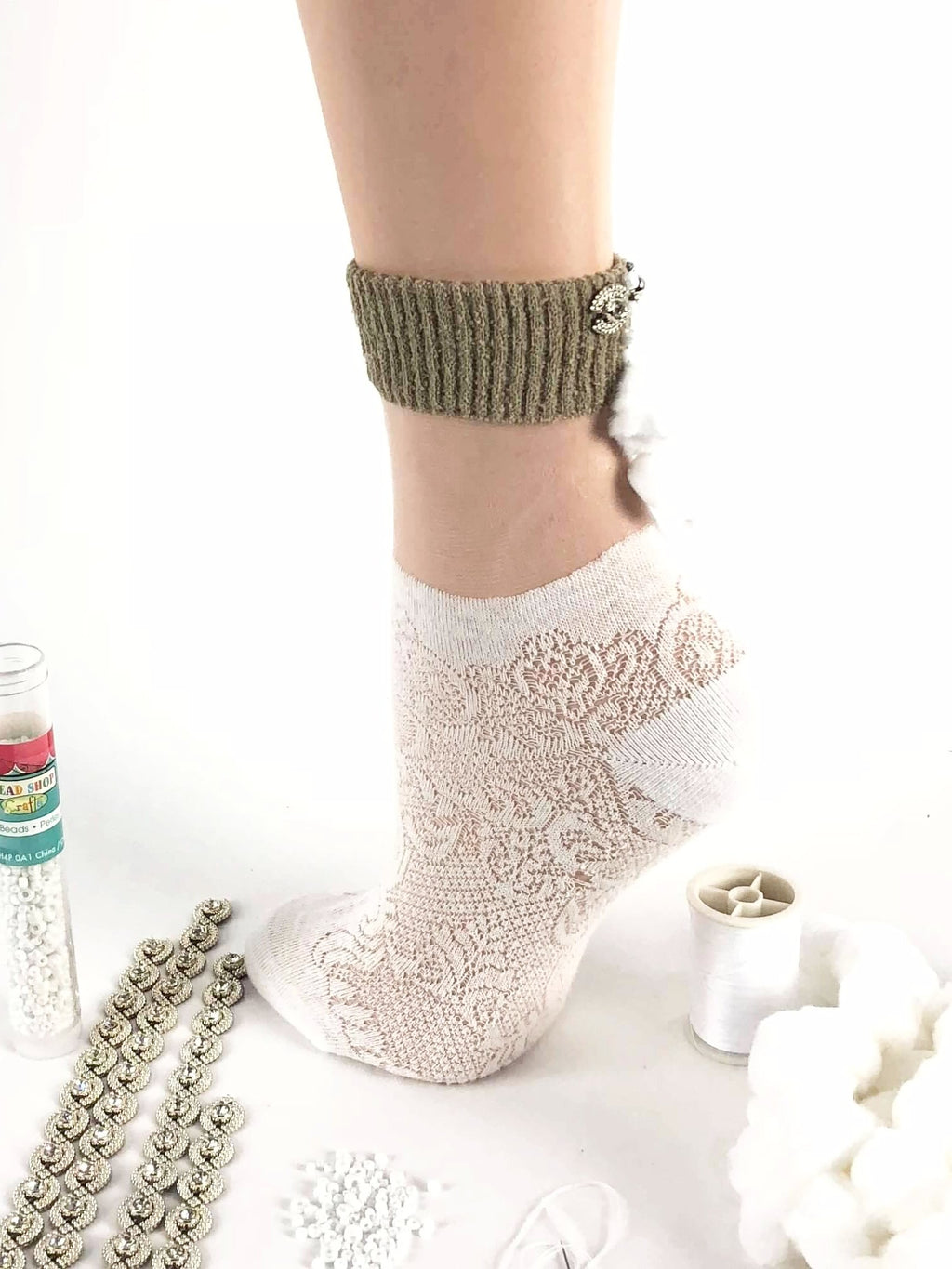 Stylish White Patterned Sheer Socks - Global Trendz Fashion®