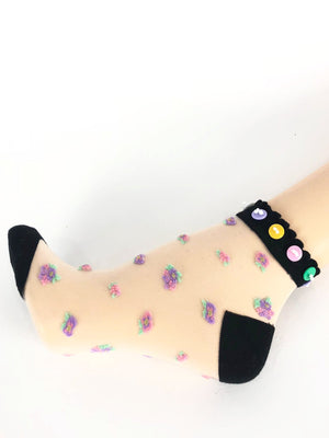 Mini Purple Flowers Sheer Socks - Global Trendz Fashion®