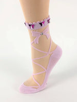 Pink Criss-Cross Patterned Sheer Socks - Global Trendz Fashion®