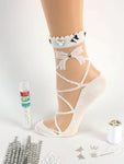White Criss-Cross Patterned Sheer Socks - Global Trendz Fashion®