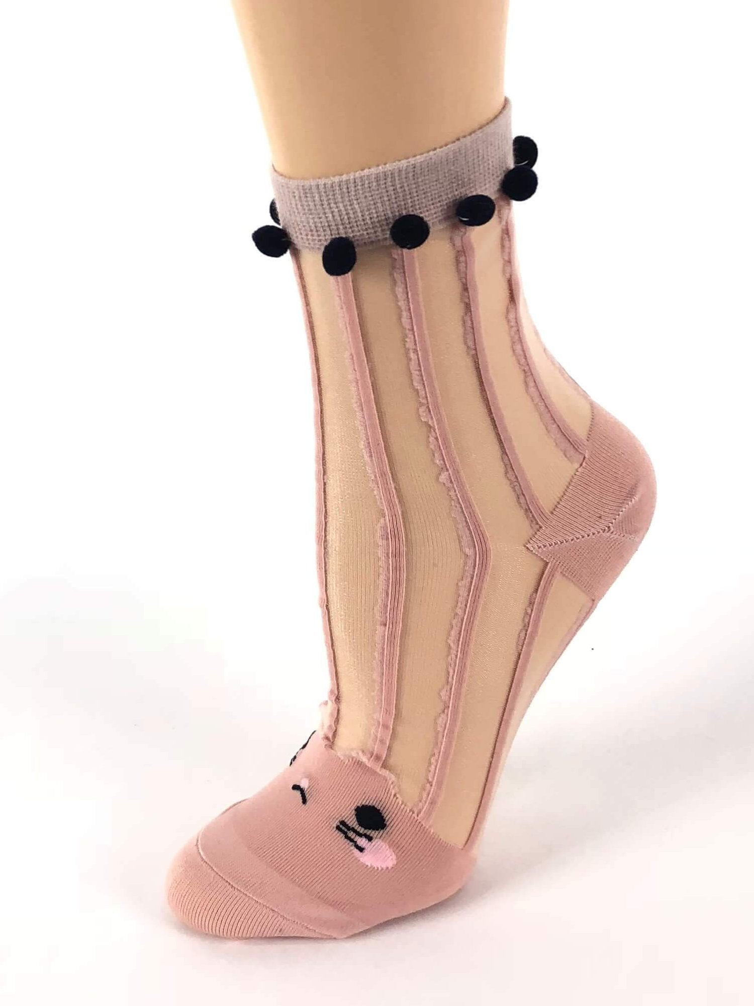 Stripped Pink Sheer Socks - Global Trendz Fashion®