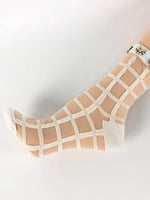 White Square Pattrened Sheer Socks - Global Trendz Fashion®