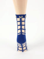 Blue Square Patterned Sheer Socks - Global Trendz Fashion®