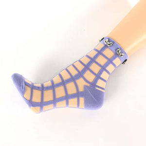 Purple Square Patterned Sheer Socks - Global Trendz Fashion®