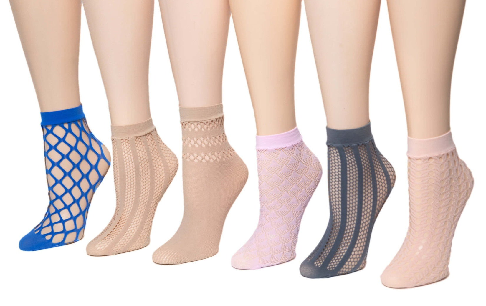 Dazzling Net Patterned Sheer Socks (Pack of 6 Pairs) - Global Trendz Fashion®