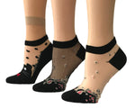 Various Dotted Patterned Sheer Socks (Pack of 3 Pairs) - Global Trendz Fashion®