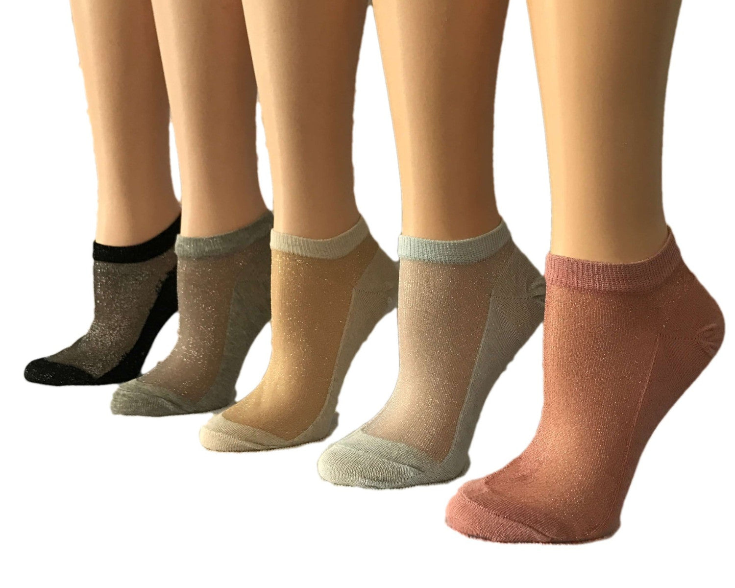 Dazzling Glittered Sheer Socks (Pack of 5 Pairs) - Global Trendz Fashion®
