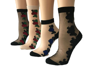 Flower Edges Sheer Socks (Pack of 4 Pairs) - Global Trendz Fashion®