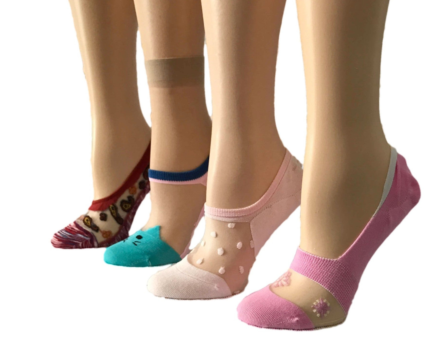 Multi Designs Creamy Colours Sheer Socks (Pack of 4 Pairs) - Global Trendz Fashion®
