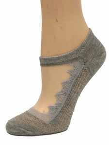 Beautiful Grey Patterned Ankle Sheer Socks - Global Trendz Fashion®
