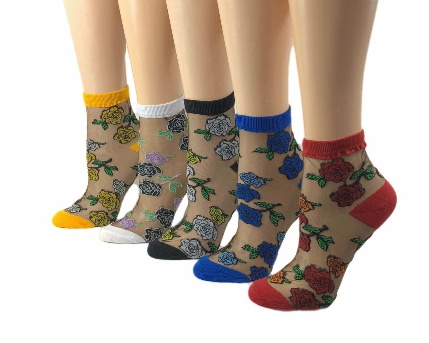 Stunning Flowers Sheer Socks (Pack of 5 Pairs) - Global Trendz Fashion®