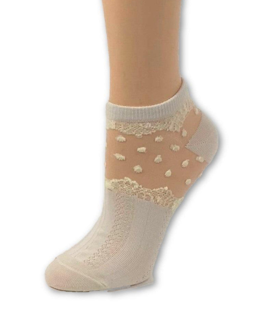 Dazzling White Dotted Ankle Sheer Socks - Global Trendz Fashion®