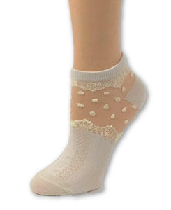 Dazzling White Dotted Ankle Sheer Socks - Global Trendz Fashion®