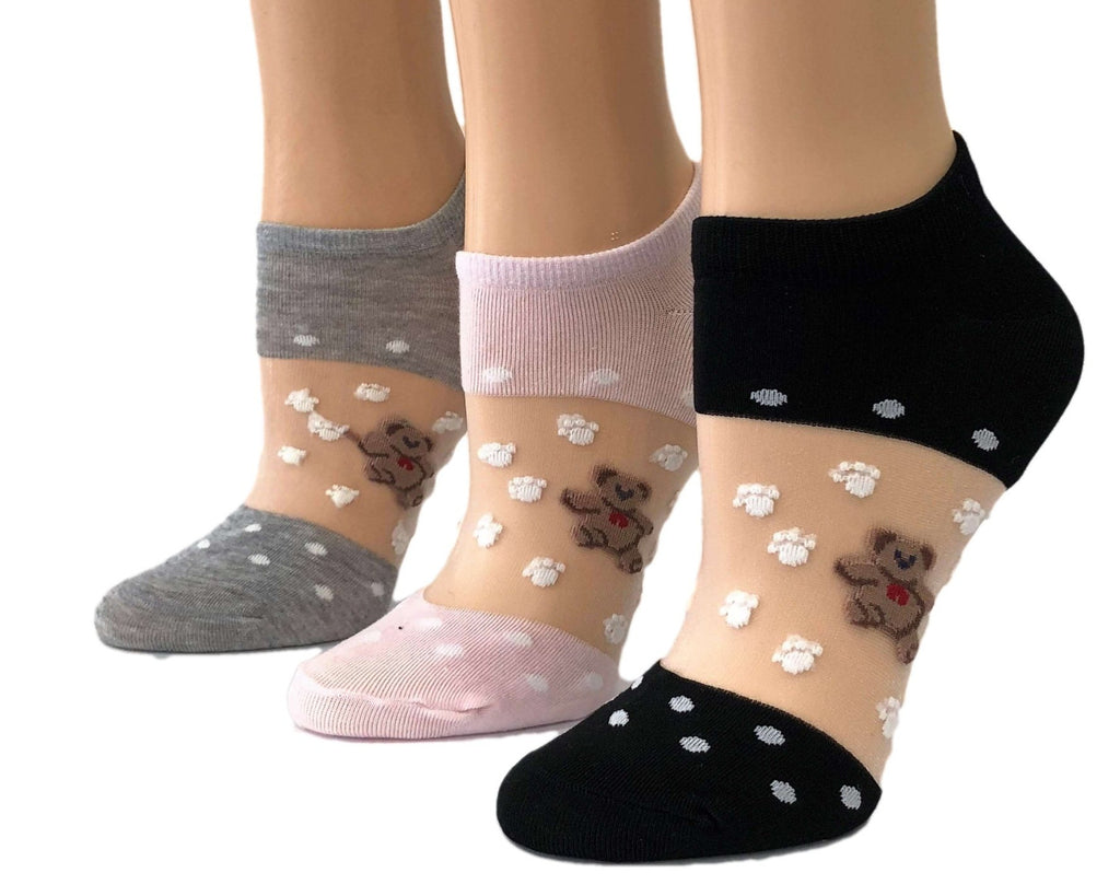 Adorable Bears Sheer Socks (Pack of 3 Pairs) - Global Trendz Fashion®