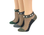 Glittery Pearls Sheer Socks (Pack of 3 Pairs) - Global Trendz Fashion®