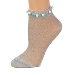 Stunning Pearls Frosted White Glitter Socks - Global Trendz Fashion®
