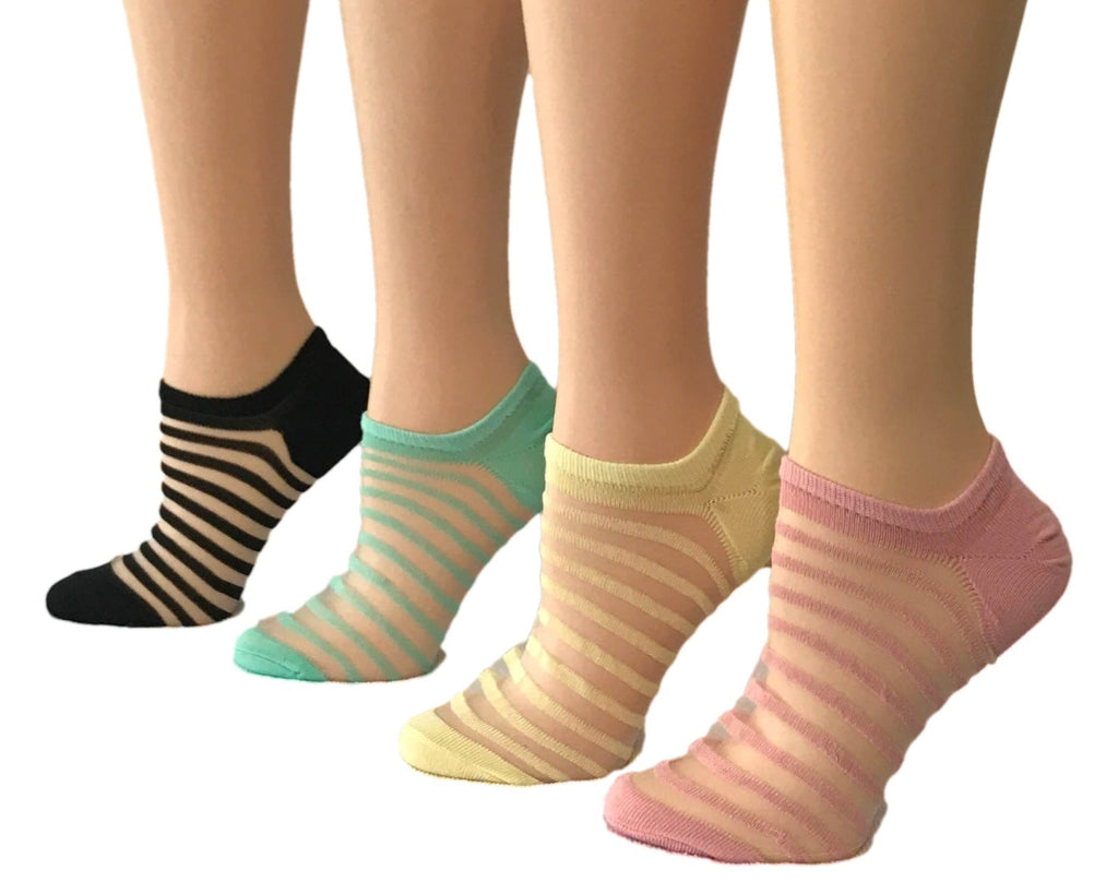 Elegant Striped Sheer Socks (Pack of 4 Pairs) - Global Trendz Fashion®