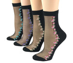 Stunning Mini Flowers Sheer Socks (Pack of 4 Pairs) - Global Trendz Fashion®