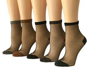 Glittery Net Sheer Socks (Pack of 5 Pairs) - Global Trendz Fashion®