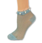 Stunning Pearls Baby Blue Glitter Socks - Global Trendz Fashion®