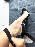 Yellow Red Roses Sheer Socks - Global Trendz Fashion®
