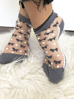 Adorable Grey Puppies Sheer Socks - Global Trendz Fashion®