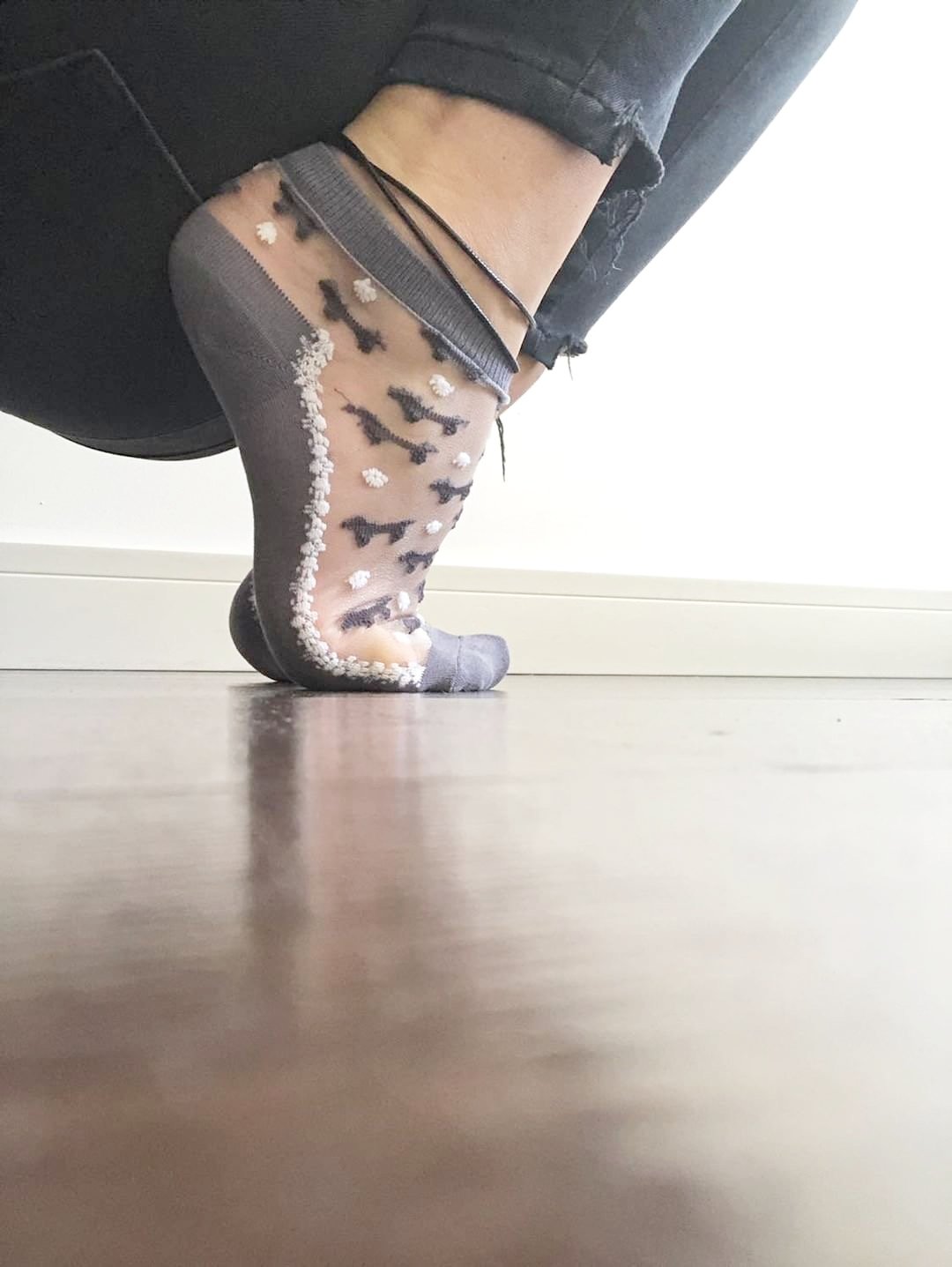 Adorable Grey Puppies Sheer Socks - Global Trendz Fashion®