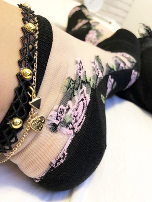 Pink Flowers Bunch Sheer Socks - Global Trendz Fashion®