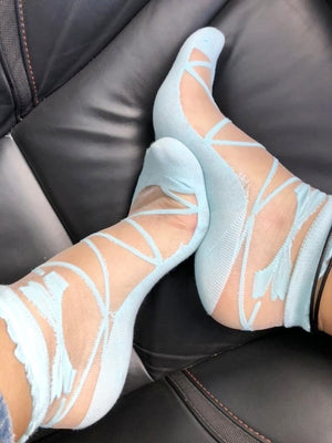 Crisscross Patterned Sheer Socks (Pack of 4 Pairs) - Global Trendz Fashion®