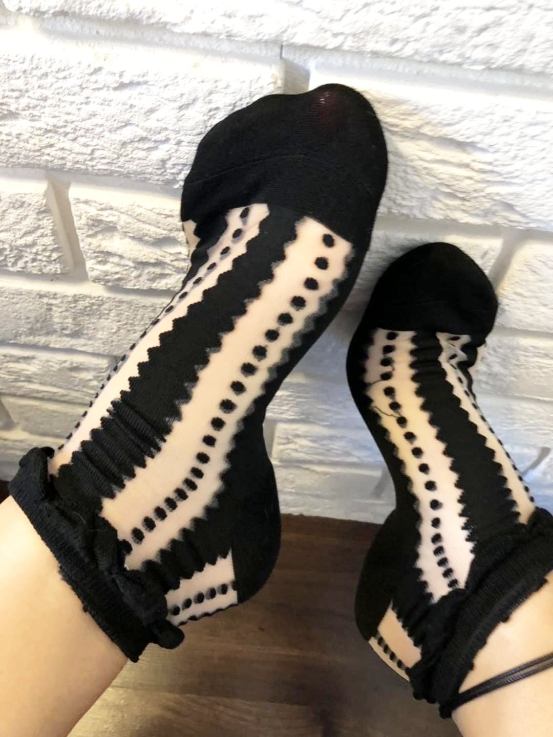 Stripy Dotty Black Sheer Socks - Global Trendz Fashion®