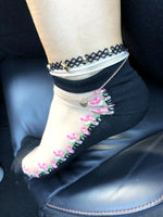 Stylish Pink Flowers Sheer Socks - Global Trendz Fashion®