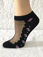 Purple Patterned Flower Ankle Sheer Socks - Global Trendz Fashion®