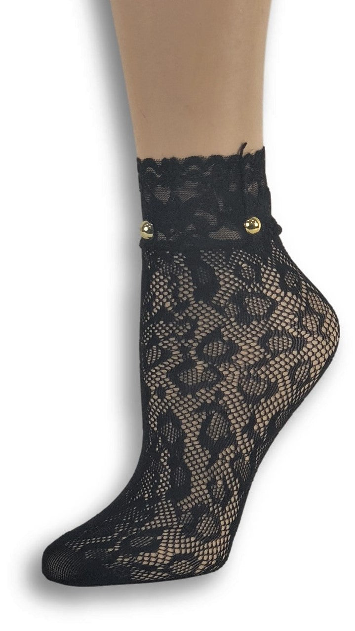 Cheetah Black Custom Mesh Socks with beads - Global Trendz Fashion®