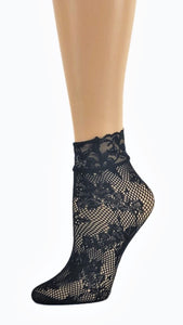 Floral Black Custom Mesh Socks with beads - Global Trendz Fashion®